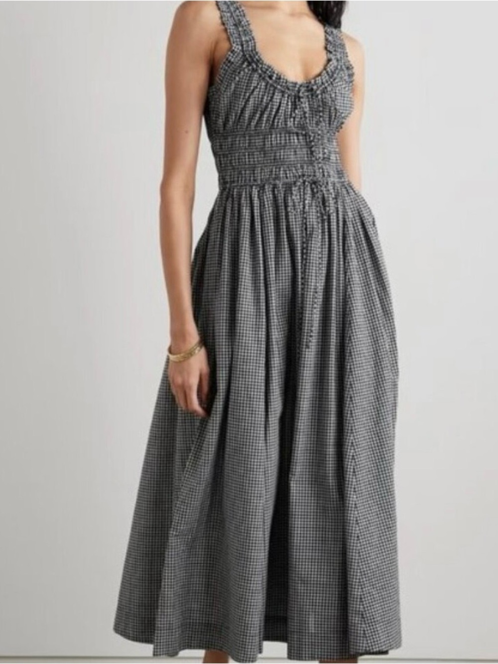 Doen la Maddelena  Black & White Gingham Maxi Dress NWT